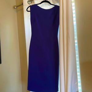Purple dress, clean lines, bold color. Barely worn.Figure-hugging. subtly sexy.
